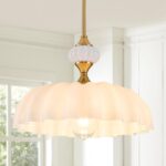 White Floral Chandelier Pendant Light, 15.7" Adjustable Farmhouse Kitchen Island... - Image 2