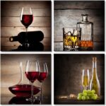 Wieco Art Red Wine Cups Modern Kitchen Wall Art Dinning Room Wall Decor 4 Panels... - Image 2