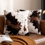 Woaboy Pack of 2 Luxury Faux Fur Throw Pillow Covers Cowhide Decorative Soft Flu... - Image 2