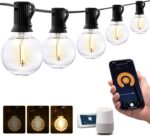 XMCOSY+ Patio Lights, Smart 50Ft Outdoor String Lights with 25 Dimmable G40 Glob... - Image 2
