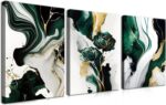 YHCTHT Abstract Emerald Green Canvas Wall Art Set of 3 – Modern Green and Gold M... - Image 2