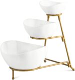 YHOSSEUN 3 Tier Serving Stand Oval Serving Bowl with Metal Rack, Tied Serving Bo... - Image 2