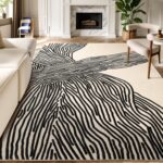 YIHOUSE 8×10 Ft Washable Rug, Black and White Abstract Area Rug for Bedroom Livi... - Image 2