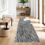YIHOUSE Modern Hallway Runner Rug, 2x6 Runner Rugs, Black and White Rug Thin Non... - Image 2