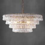 YIOSI Clear Glass 36 inch Round Chandelier for Dining Room, Modern Drum Pendant ... - Image 2