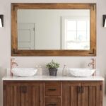 YOSHOOT Rustic Wooden Framed Wall Mirror, Natural Wood Bathroom Vanity Mirror fo... - Image 2