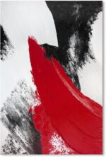 YPY Red Abstract Canvas Wall Art: Modern Minimalist Black and White Picture Hand... - Image 2