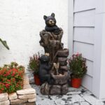 YZM 40.16" H 5 Tier Outdoor Fountain Black Bears Climbing Tree Garden Water Foun... - Image 2