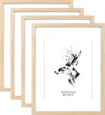 Yaetm 11x14 Wood Picture Frame with Mat for 8x10 Set of 4, Natural Solid Oak Woo... - Image 2