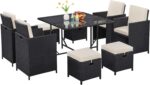 Yaheetech 9-Piece Patio Dining Sets, Outdoor Space Saving Rattan Chairs with Gla... - Image 2