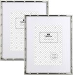 YiPinYin 8x10'' Bamboo Detail Designs Silver Metal Picture Frame with Mat for 5x... - Image 2