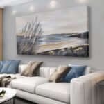 Yuaxker Ocean Art Wall Decor Grey and Gold Ocean Wall Art Large Modern Prints Tr... - Image 2