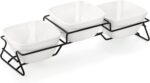 ZENFUN 10 oz Square Bowl Chip & Dip Serving Set, Pocelain Ramekin Bowls with Met... - Image 2