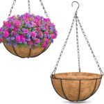 ZeeDix 2 Pack 14 Inch Hanging Baskets for Plants Outdoor, Metal Wire Round Plant... - Image 2
