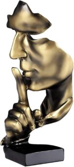 aboxoo Thinker Statue, Silence is Gold Abstract Art Figurine,Modern Home Resin S... - Image 2