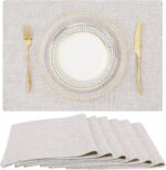 homing Cotton Linen Placemats Set of 6, Cloth Washable Farmhouse Dining Table Ma... - Image 2