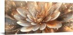 iKNOW FOTO Modern Abstract Shiny Flower Wall Art Brown and Gold Floral Botanical... - Image 2