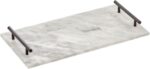 mDesign Thin Marble Pastry Board, Cutting Slab Kitchen Serving Tray with Deco Ha... - Image 2