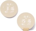mooas Wood Moon Cordless Digital LED Wall Clock, Time Week Temperature & Humidit... - Image 2