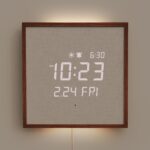 mooas Wooden Frame LED Silent Wall Clock with Remote, Backlit Nightlight, Modern... - Image 2