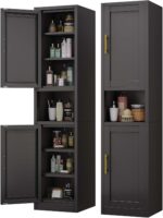 pozdeg 67" Tall Narrow Storage Cabinet Metal Bathroom Cabinet with 2 Doors & 4 A... - Image 2