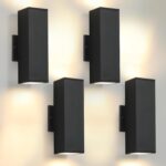 tewei 4 Pack LED Square Up and Down Lights Outdoor Wall Lights, Matte Black Exte... - Image 2