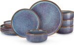 vancasso PLAYA Plates and Bowls Sets, 12 Pieces Grey-Blue Dinnerware Sets for Ki... - Image 2