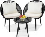 wildformers 3 Pieces Bistro Set, Woven Rope Chair with Cushions, All Weather Pat... - Image 2
