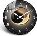10 Inch Black Gold Wall Clock, Modern Silent Non-Ticking Analog Wall Clocks, Far... - Image 2