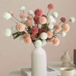 10 Pcs Fake Flowers, Artificial Mums With Long Stems, Faux Pompon Mums Floral Ar... - Image 2