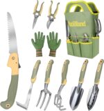 10-Piece Garden Tool Set, Green Gardening Hand Tools Kit with Ergonomic Non-Slip... - Image 2