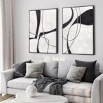 100% Hand-Painted Thick Texture Abstract Wall Art, 2-Piece Set Modern Black and ... - Image 2