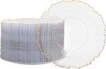100 Pcs Clear Gold Plastic Plates,10 Inch Clear Disposable Dinner Plates with Go... - Image 2