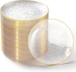 100PCS Clear and Gold Plastic Plates, 10 Inch Disposable Dinner Plates with Gold... - Image 2