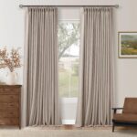 108 Inch Pinch Pleat Drapes Greyish Beige Room Darkening Curtains 108 Inches Lon... - Image 2