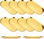 10PCS Stainless Steel Serving Tray Set 7 Inch Gold Decorative Tray Oval Storage ... - Image 2