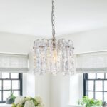11" Handmade Ice Melt Glass Pendant Lights Kitchen Island Brushed Nickel Crystal... - Image 2