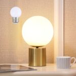 11 Inch Modern Mid Century Gold Globe Table Lamp, Round Bedside Nightstand Lamp ... - Image 2
