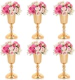 11.6 inches Metal Wedding Flower Trumpet Stripe Vases Table Centerpieces for Art... - Image 2