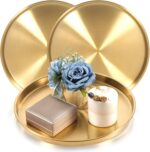 12 Inch Gold Round Serving Tray, 3 Pack Stainless Steel Coffee Table Tray, Moder... - Image 2