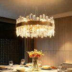 12-Light Modern Crystal Chandelier, 19.7'' Gold Chandelier Light Fixture, Brushe... - Image 2