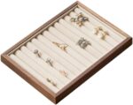 12-Line Black Walnut Wooden Jewelry Tray with Velvet Lining - Premium Ring & Ear... - Image 2
