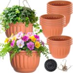 12 Sets Hanging Planters for Indoor and Outdoor Plants Terracotta Self Watering ... - Image 2