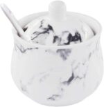 123Arts Ceramics Marbling Sugar Salt Pepper Storage Jar Seasoning Pot with Lid A... - Image 2