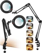 12X Magnifying Glass with Light and Clamp, Ultra Long 3 Section Swing Arm LED De... - Image 2