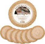 13 in Woven Placemats Plate Chargers Set of 8, Boho Farmhouse Rustic Round Place... - Image 2