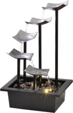 14" Indoor Tabletop Fountain, 5-Tier Modern Waterfall with LED Light and Natural... - Image 2