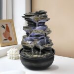 15.7" High Rock Cascading Tabletop Fountain, Zen Meditation Indoor Waterfall Fea... - Image 2