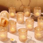 15Pcs Glass Votive Candle Holders, Gold Tea Light Candle Holders Vintage Fall Te... - Image 2