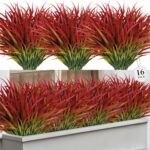16 Pcs Artificial Plants Outdoor Fake Grass Faux Greenery Stems UV Resistant Pla... - Image 2